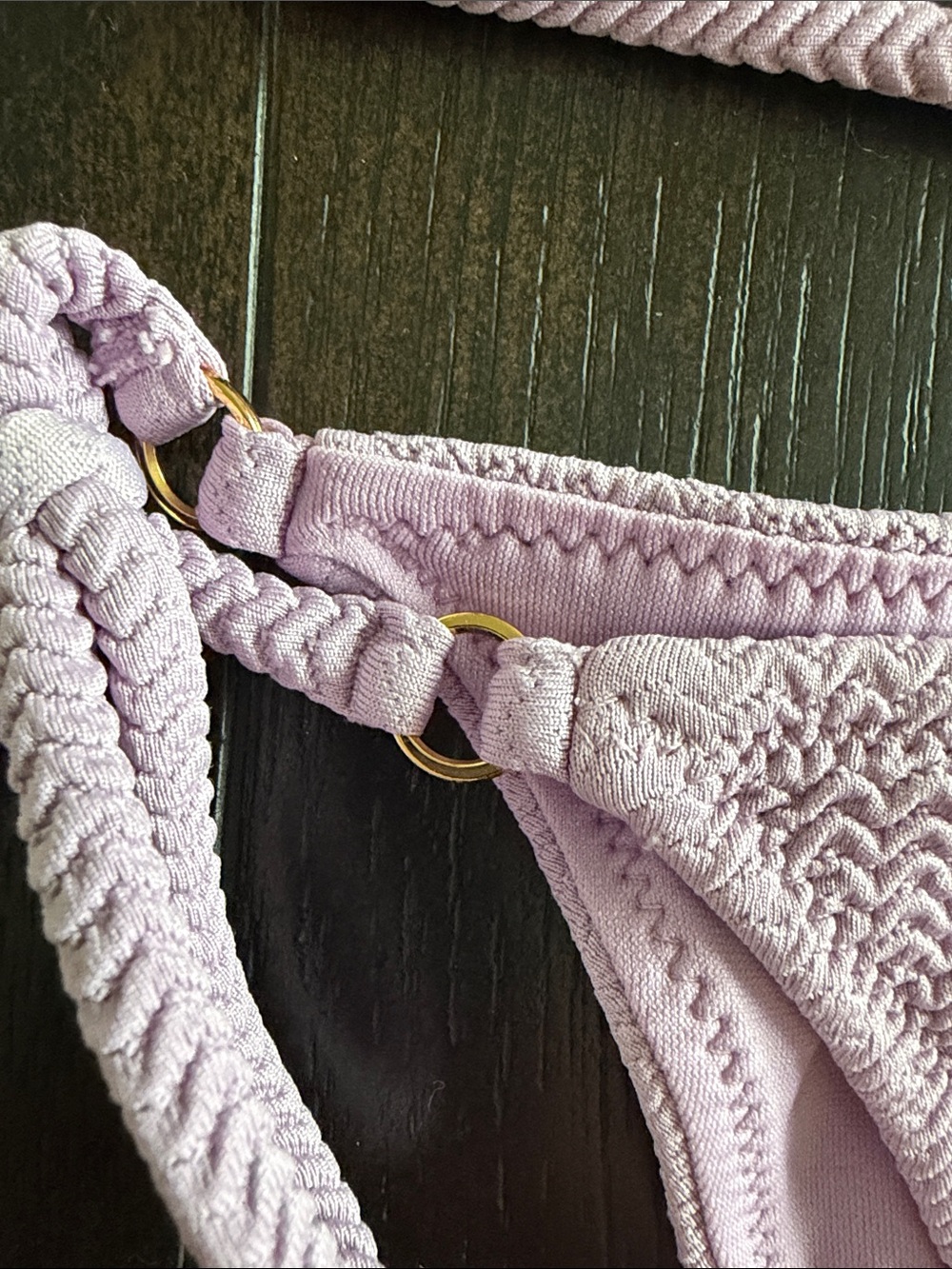 Lavender Textured Rope-Trim Triangle Bikini - Picture 4 of 6